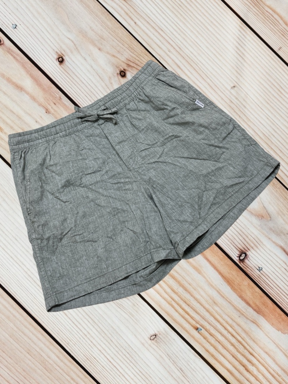 Jack & Jones M olive linen cotton blend pull on shorts